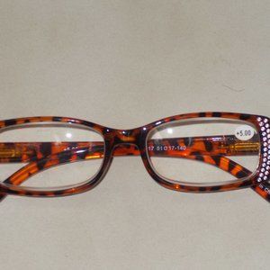 New, Reading glasses +5.00 PD62 + 1mm